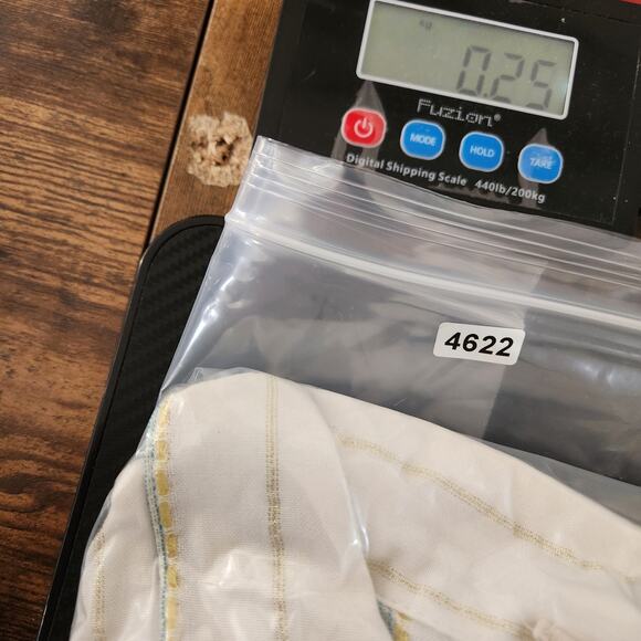 Elan Striped Button Up Shirt Women M Cream Blue Gold Metallic Made in India EUC - Picture 15 of 15